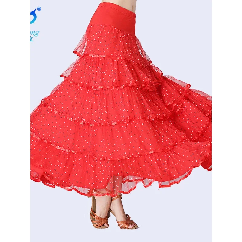 Ballroom Dancing Modern Dance Sequins Big Hem Long Skirt Competition Performance Clothes Social Dance Long Dress