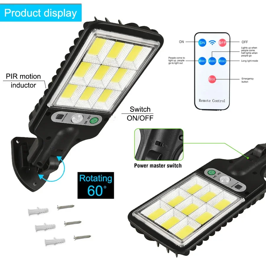 Solar Motion Sensor Lights Outdoor, Wide Angle Lighting,Wireless Security Solar Powered Wall Lights,IP65 Waterproof Flood Lights