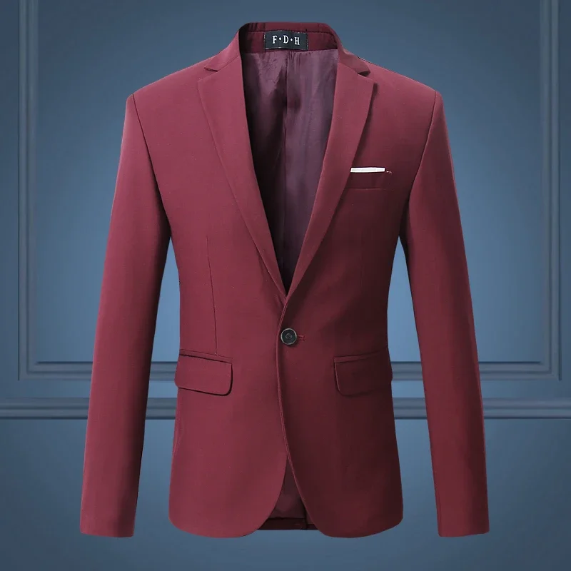 15 Colors High-end Luxury Fashion Men Slim Suit Jackets High Quality Solid Color Casual One Single Button Wedding Party Blazers