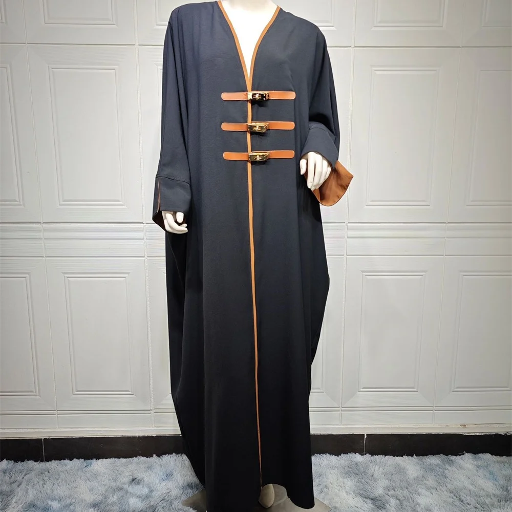 2024 New Black Modest Dress For Muslim Women Eid Ramadan Dubai Abaya Elegant Female Casual Arabe Robe Islam Kimono Clothing