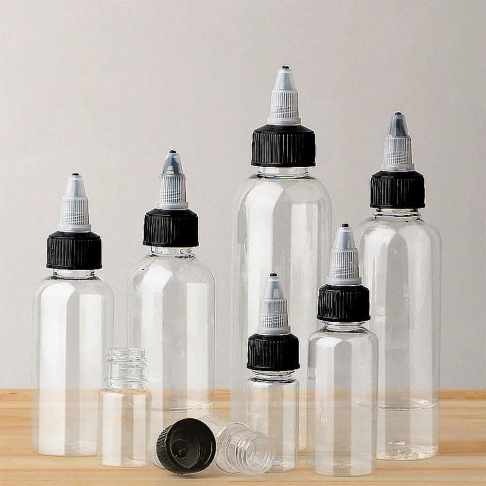 

50pcs 30ml 50ml 100ml 150ml 200ml 250ml Plastic Bottle with Nozzle Empty Clear Squeezable Applicator Dispensing Bottle Paint ink