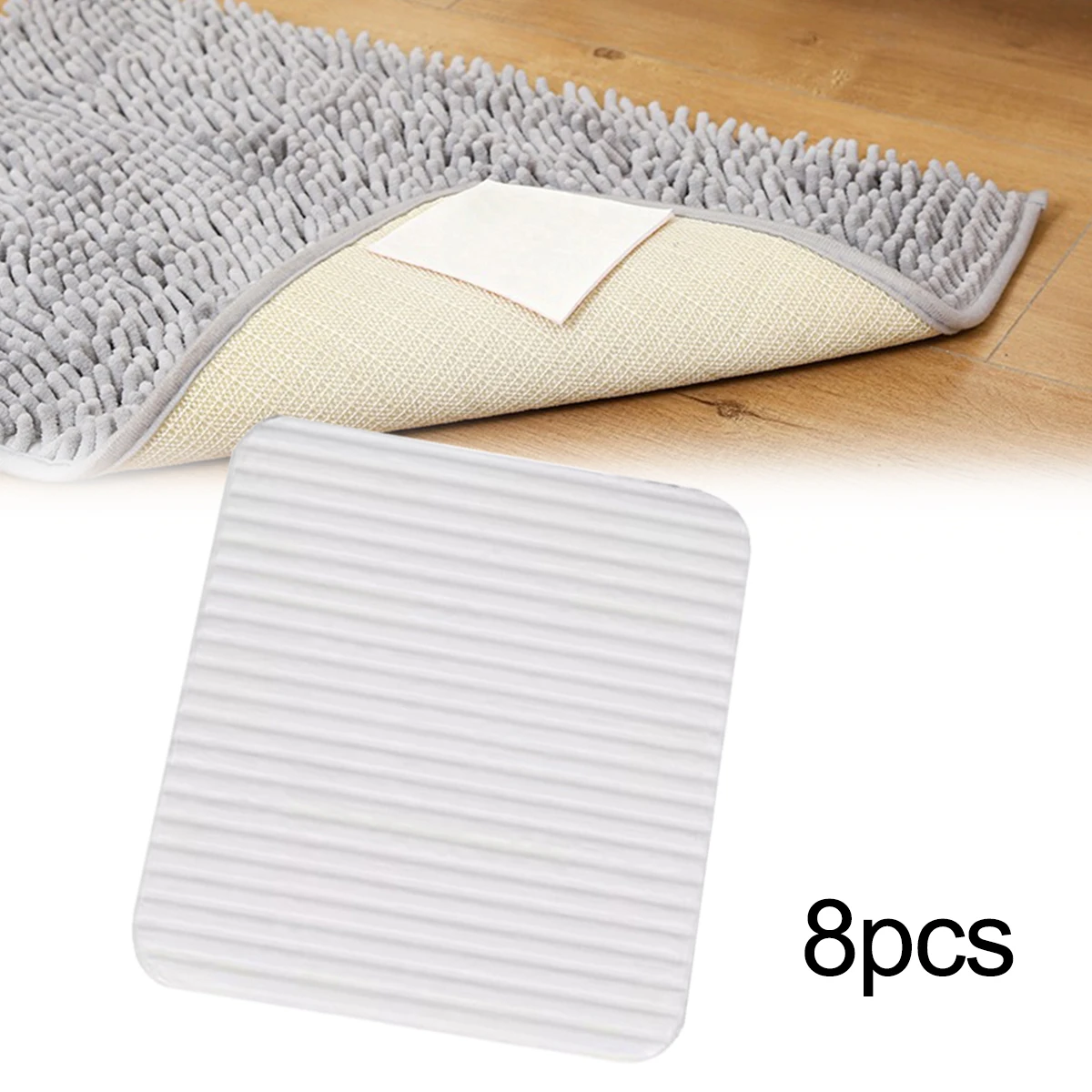 8PCS Carpet Non-slip Sticker Fixed Stickers Floor Rug Mat Tape Gripper Corner Reusable Washable Anti Curling Carpet Patch Tool