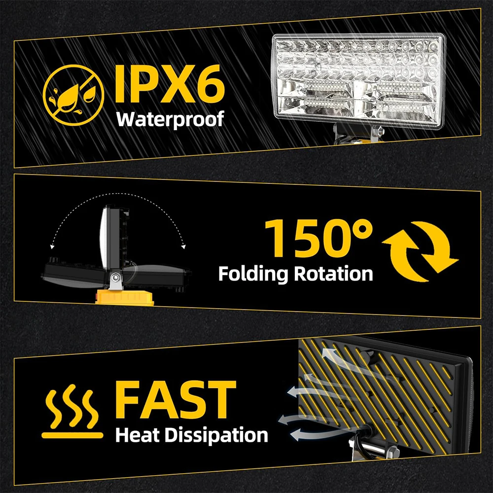 Comping esterno ha condotto la luce 18V batteria faretto lavoro pesca strumento portatile lampada per Dewalt per Milwaukee per Makita