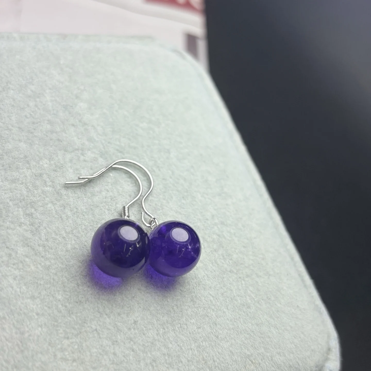 

1Pair Fengbaowu Natural Amethyst Sphere Earring 10MM Ball 925 Sterling Silver Crystal Reiki Healing Stone Jewelry Gift For Women