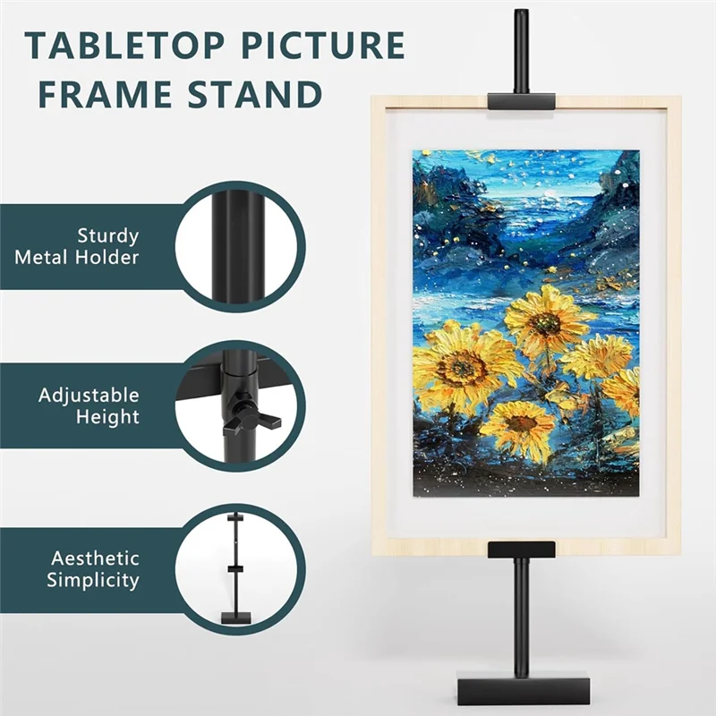 

FAAJ-Table Easel For Picture Frames, Adjustable Stand Supports Up To 29In Frame For Display