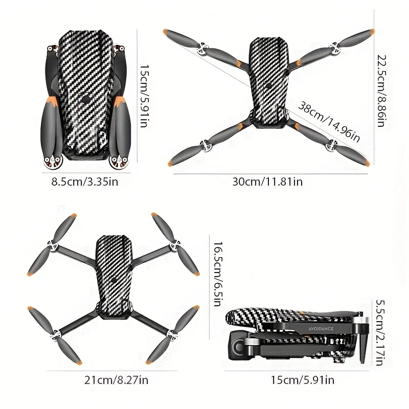 D3 Triple Camera Drone, Built-in Obstacle Avoidance Function, Electronic Adjustable Optical Flow Sensor, One-Key Return, Foldabl