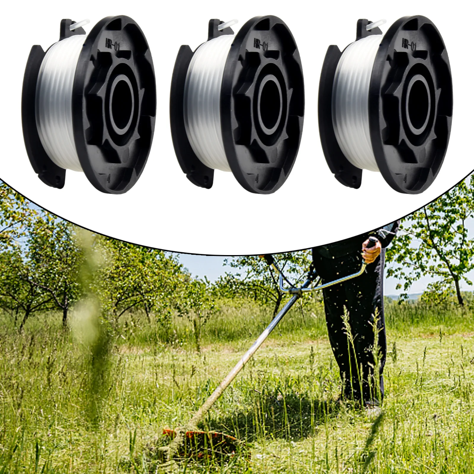 Three Piece Replacement Spool Set for Grass Trimmers Designed for GECT Models Each Thread Measures Five Metres
