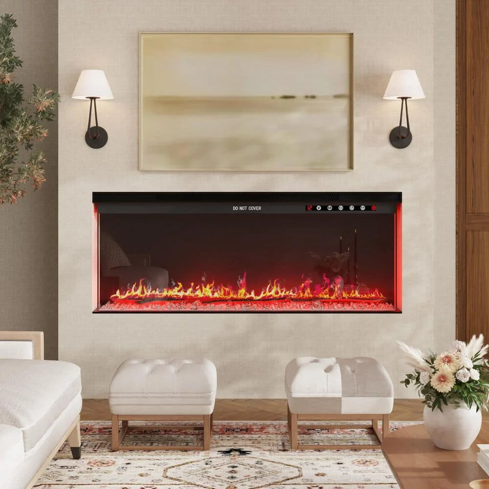 

40 in. Wall-Mount Electric Fireplace in Black with Adjustable Flame Colors and Speed, Touch Screen Remote Control,Vented