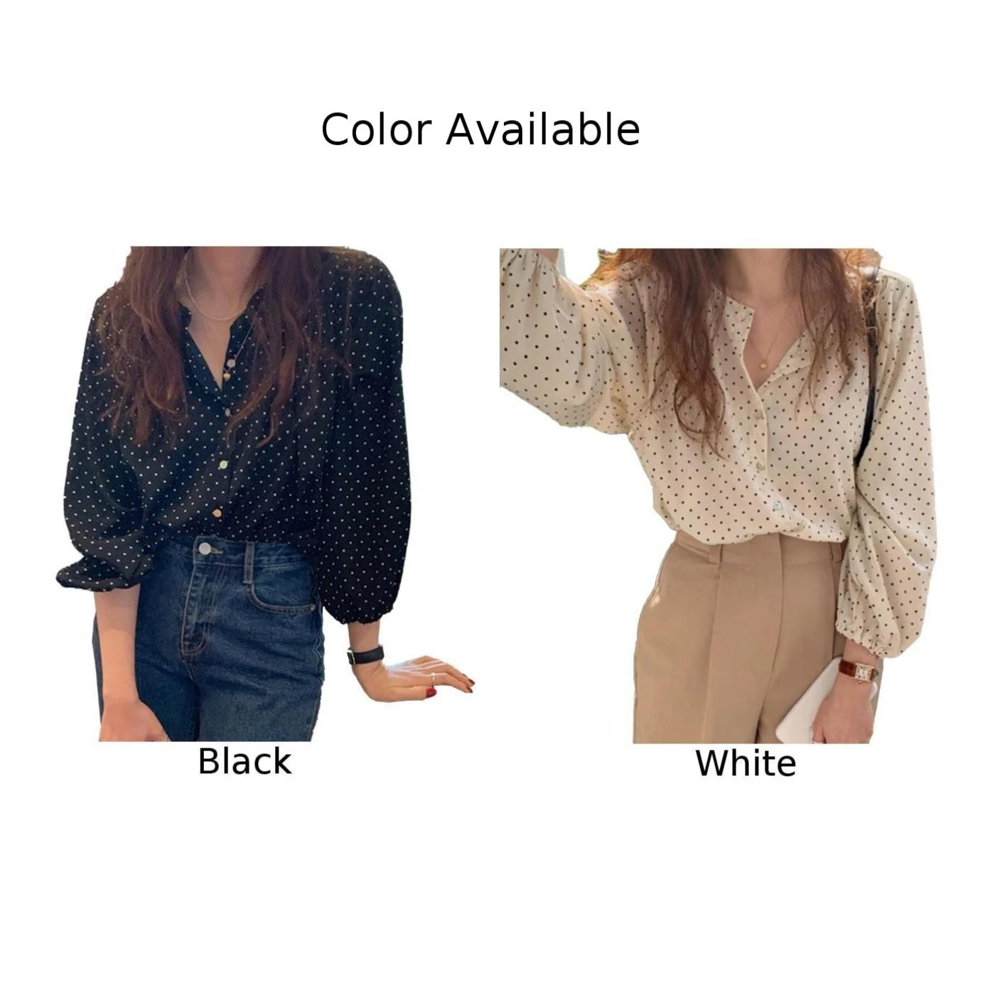 Блузка женская шифоновая на пуговицах, с рукавами-фонариками