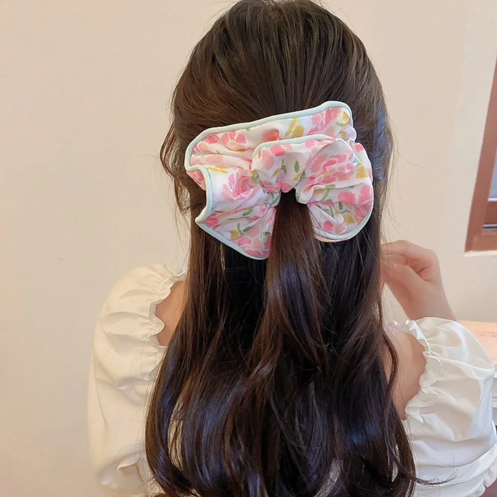 8 Color Large Lace Hair Loop Fashion Ruffle Design Luxury Korean Hair Accessory No Harm Elastic Rubber Band Hair Ornament