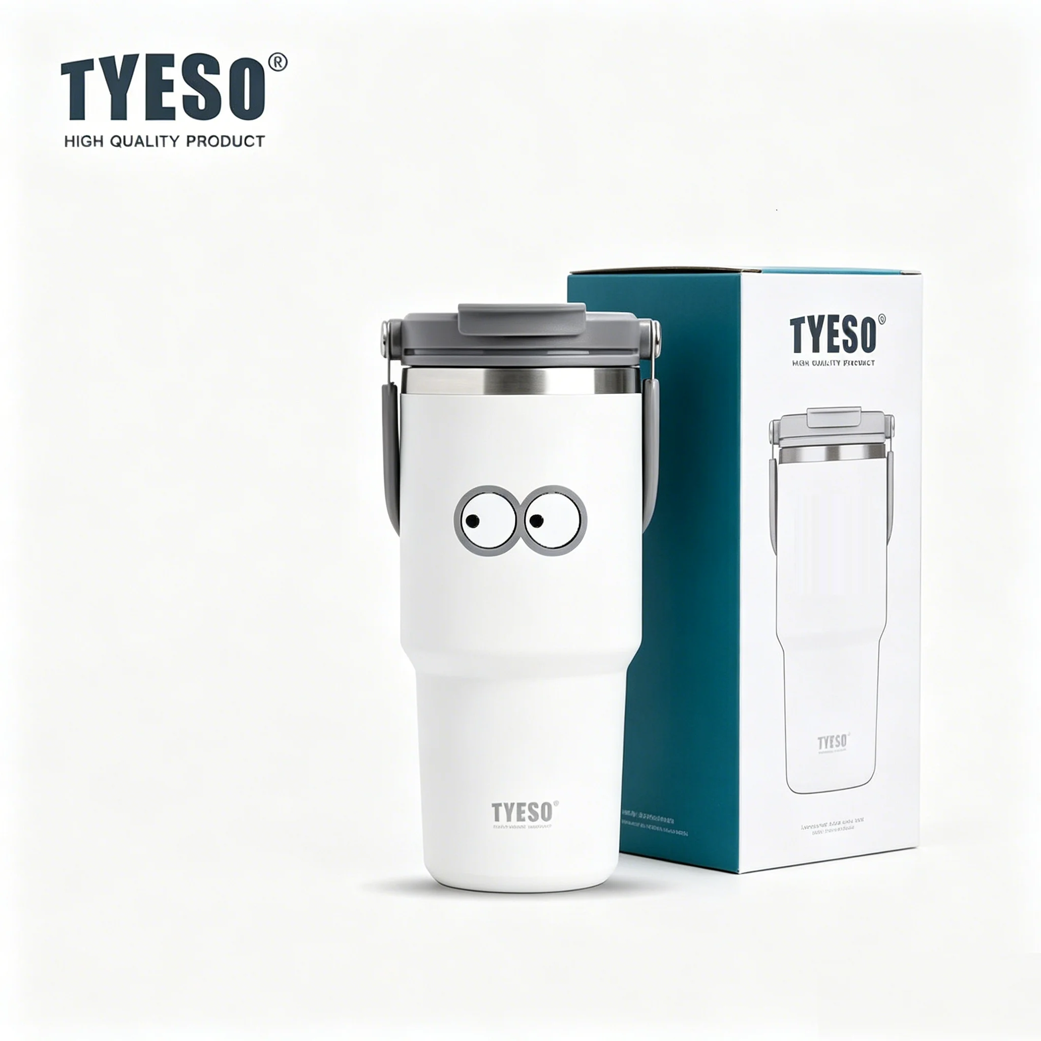 Vaso Térmico de Acero Inoxidable Tyeso de 750 ml con Adhesivo Decorativo, Doble Capa Aislante, Botella de Agua, Taza de Viaje para Auto