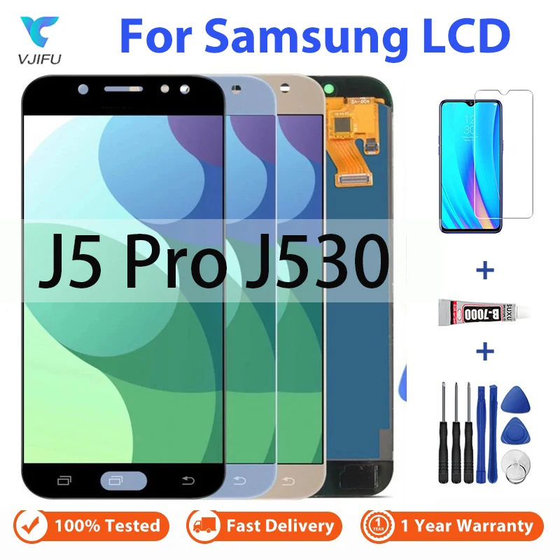 

Display For Samsung Galaxy J5 Pro 2017 J530 J530F/DS J530Y/DS LCD Touch Screen Digitizer Assembly Replacement with Glue Tools