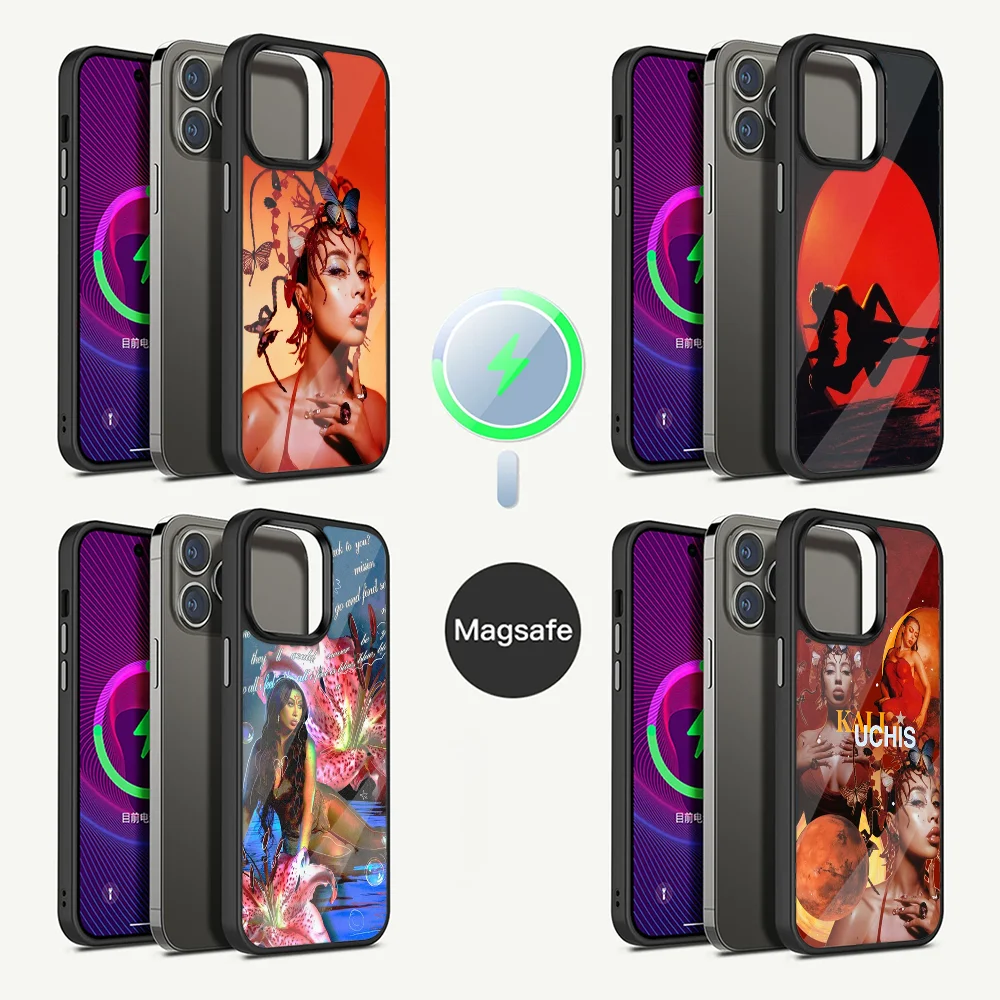 Чехол для телефона Kali uchi с лунным светом для iPhone 15,14,13,12,11,Plus,Pro,Max Mini, Magsafe, магнитная Беспроводная зарядка