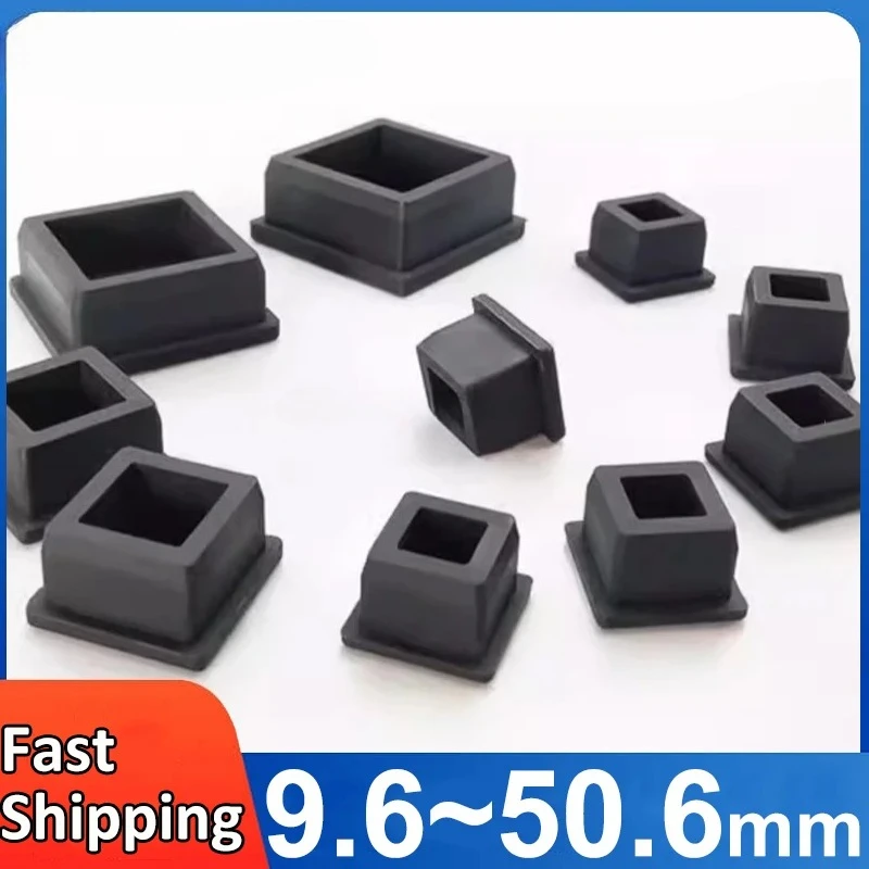 9.6mm~50.6mm Black T Type Square Silicone Rubber Plugs Square Dust Cover High Temperature Resistant Seal Soft Plug