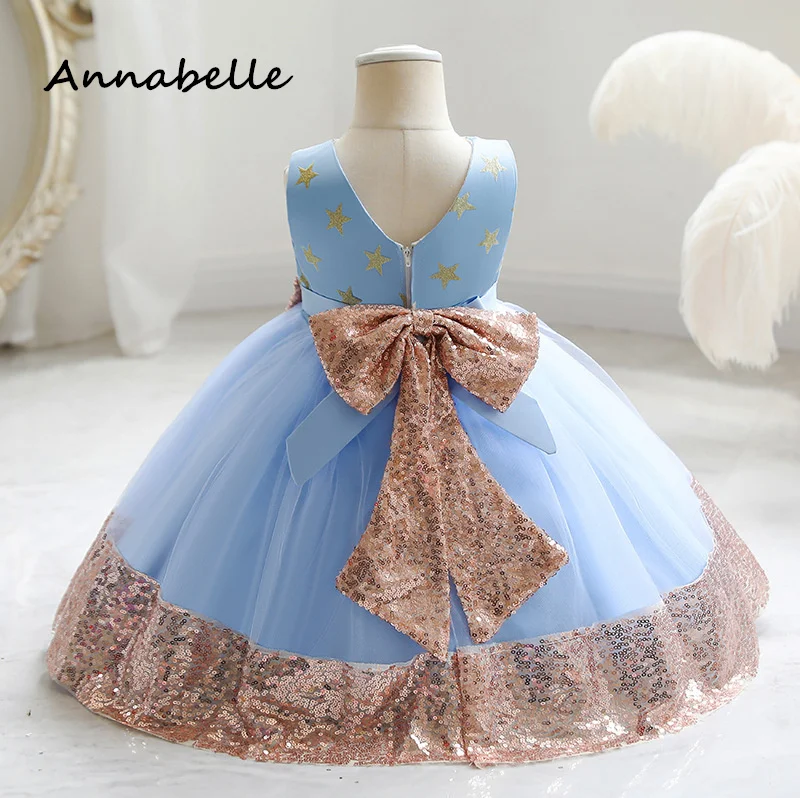 Annabelle Flower Girl Dress Ball Gown Kids Birthday Party Wedding Party Gown Sleeveless O-neck Puffy Luxury Dresses for Kids2024