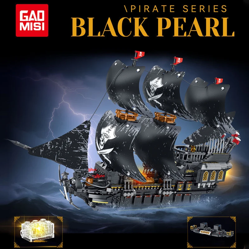 

2517PCS Large Black Pearl Pirate Ship Building Blocks Creative Sailboat Model Brick Assembly Educational Toys Gift For Kid Adult