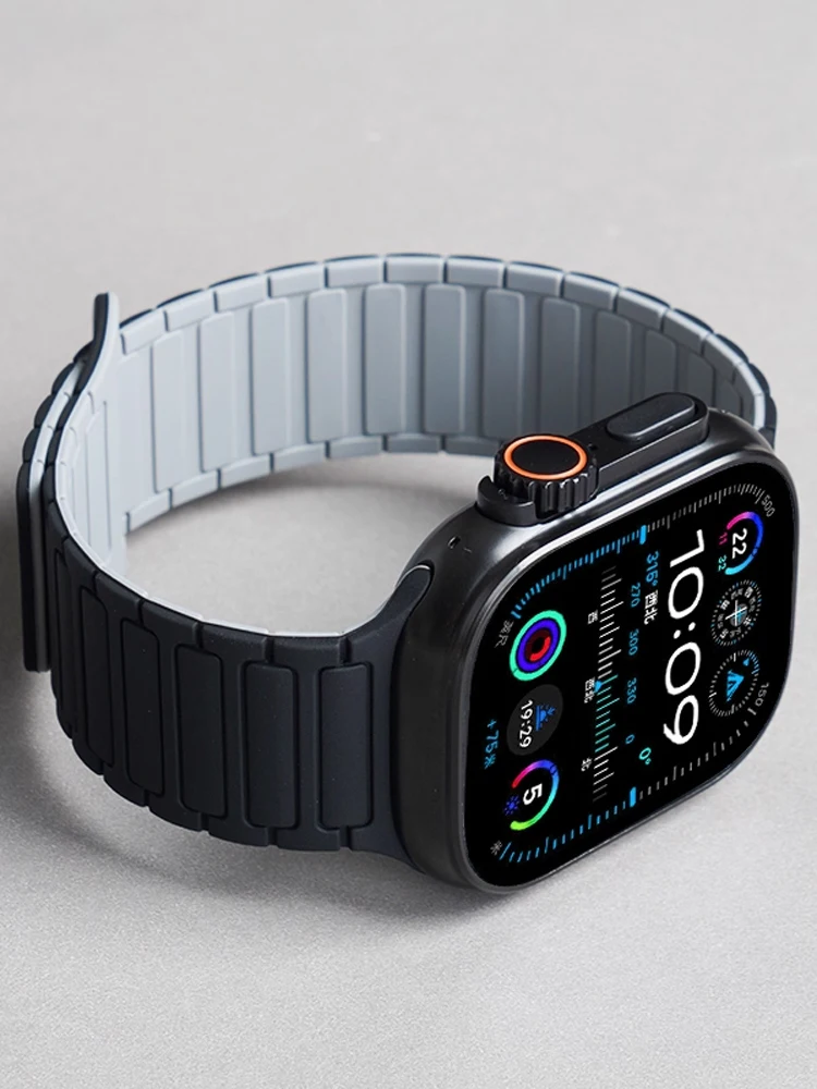 Magnetisches Silikonarmband für Apple Watch Armband 46 mm 45 mm 44 mm 42 mm 49 mm 40 mm Correa Armband iWatch Serie 10 9 8 7 6 5 Se ultra 3