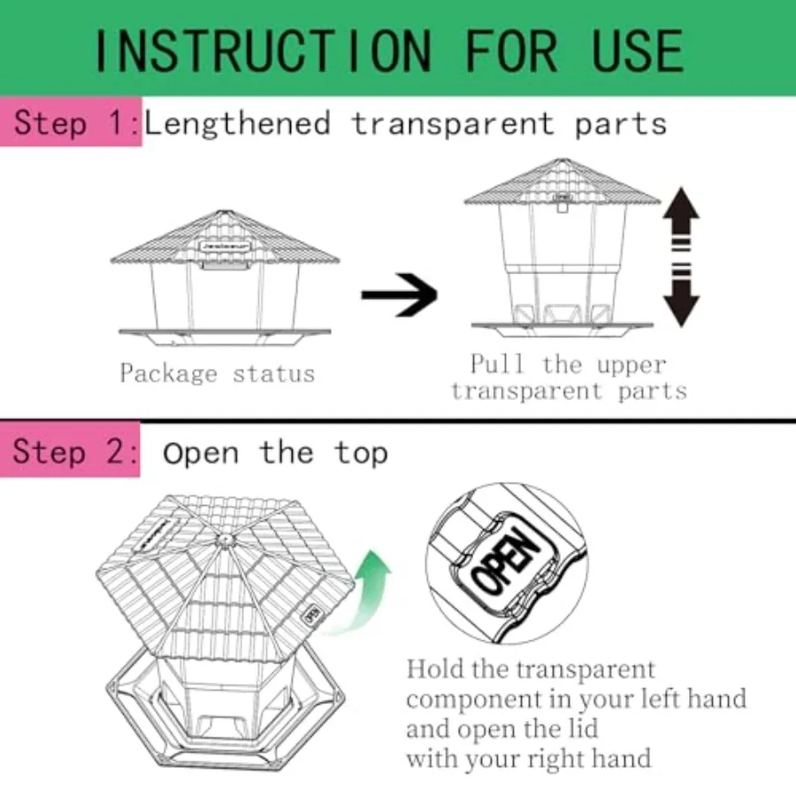 【Spot goods】2 Pack Bird Feeders for Outdoors Hanging Bird Feeder Wild Birds Seed Green BB view 6