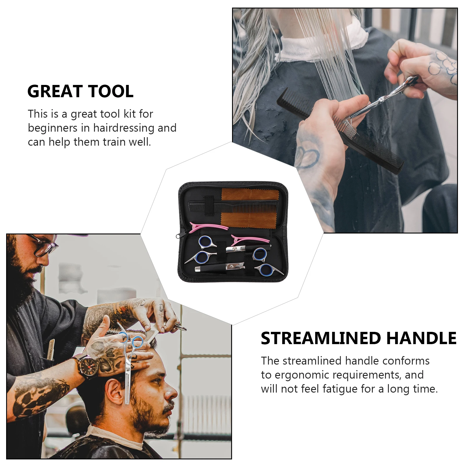 7 قطعة مجموعة تصفيف الشعر أدوات الحلاق المهنية صالون حلاقة عدة مريح قص الشعر مقص مشط كليب صندوق تخزين
