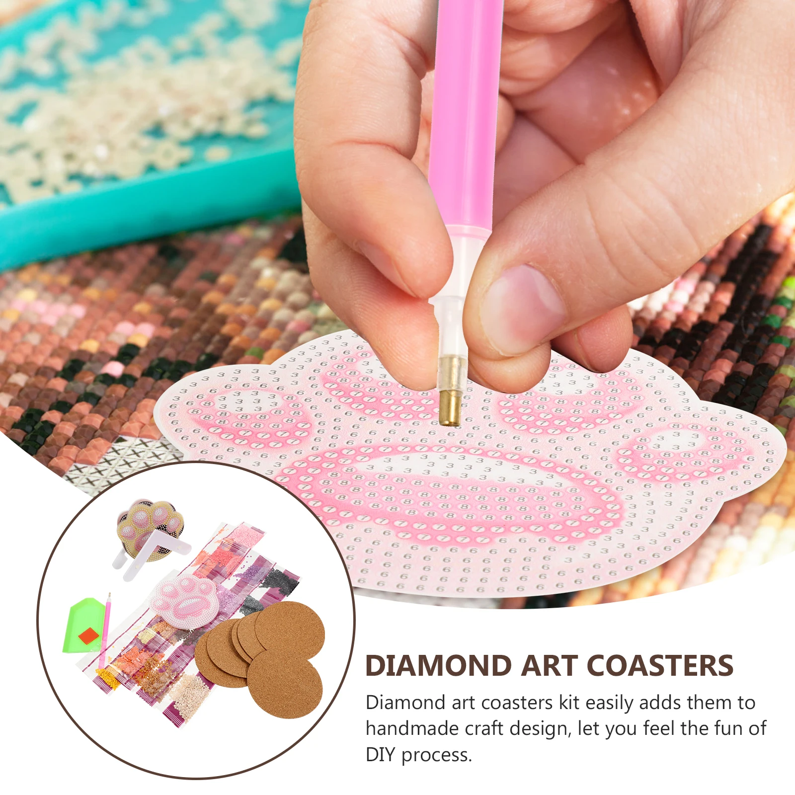 

Cat Paw Coaster Round Aesthetic Anti scalding Heat Insulation Acrylic DIY Craft Kit Household Decor
