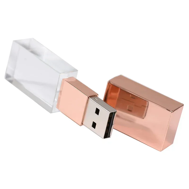 JASTER New Crystal Rose Gold Silver Black Gold 2.0 USB Flash Drive with Gift Box 4GB 8GB 16GB 32GB 64GB   Free Custom LOGO