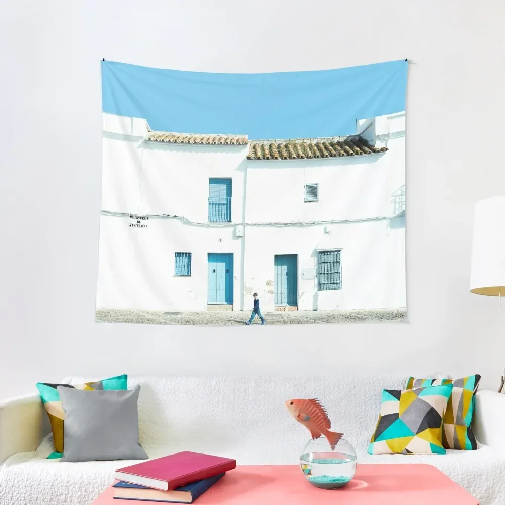 

White and blue town Tapestry Home Decorations Aesthetic Home Decor For Bedroom Decoration For Rooms Tapestry