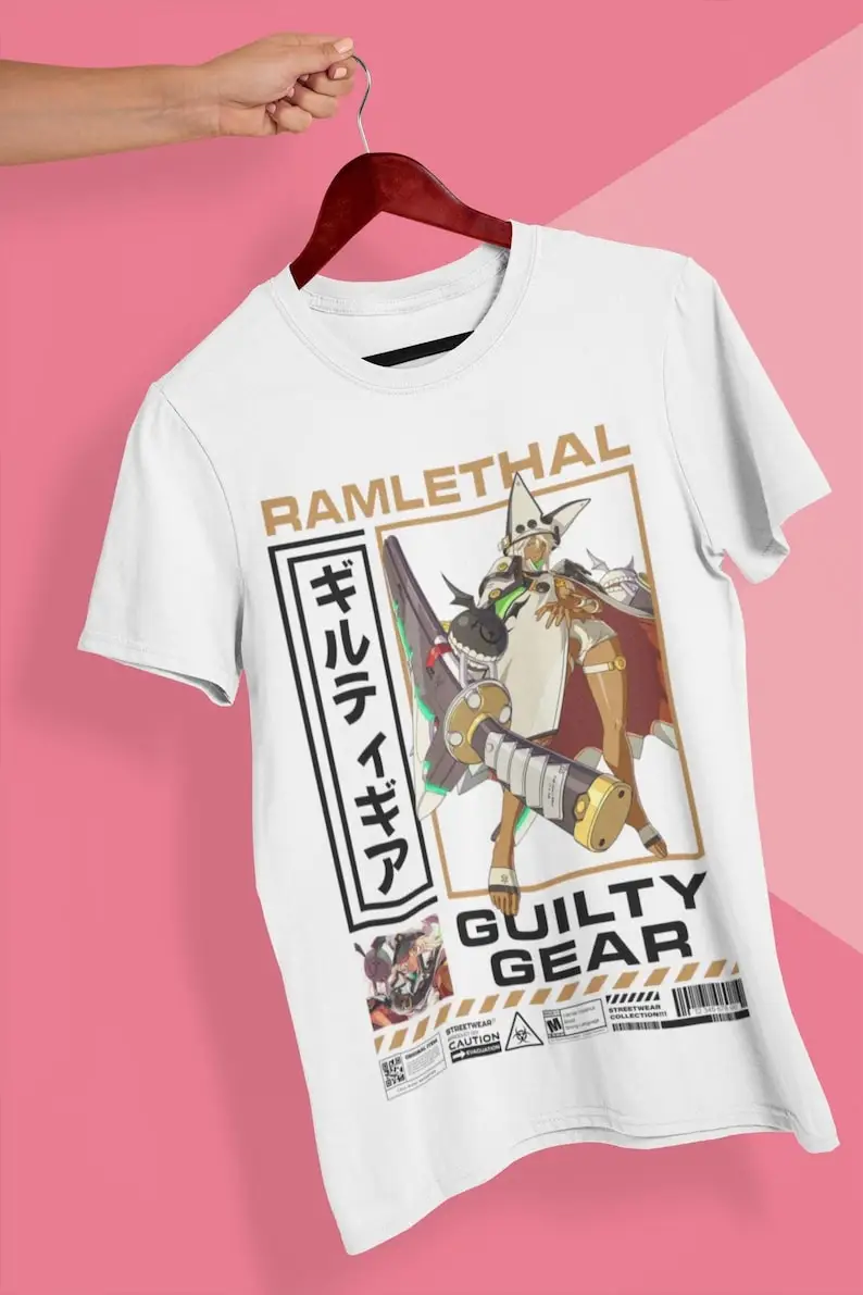 GUILTY GEAR Ramlethal Anime Streetwear Tee Unisex Graphic T-Shirt Japanese Street Style Fashion Cool Anime Tee Heavy Cotton