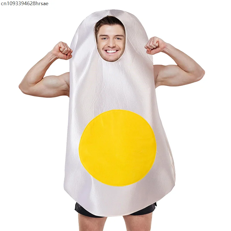 2025 New Arrival Food Theme Cosplay Women Fried Egg Holloween Dress Up Men Egg Costume