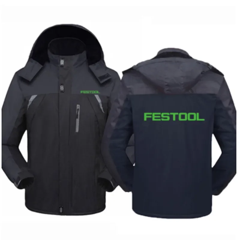 2023 High Quality New Winter Festool Tools Logo Jackets Men Clothing Warm Coat Windproof Thicken Hooded  Outwear Casual Overcoat