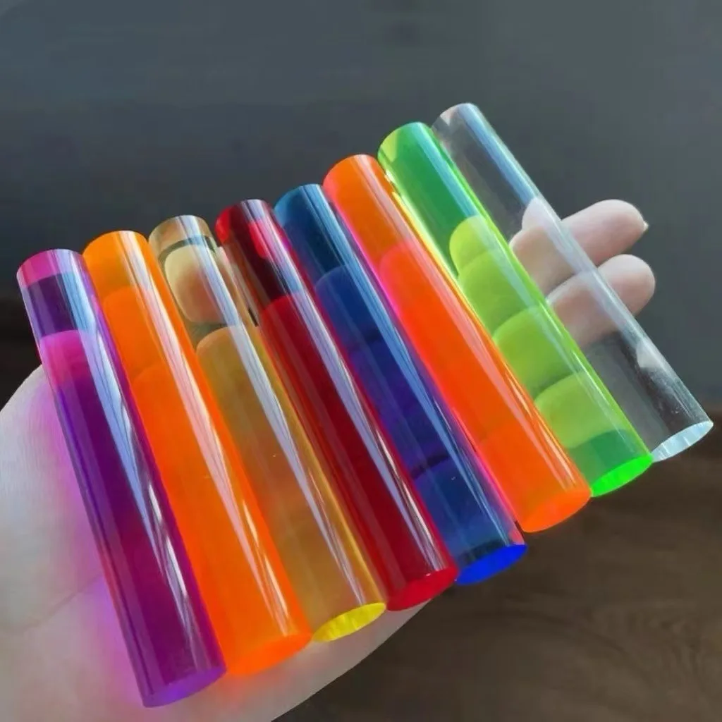 Naxilai 2 قطعة قضيب أسطواني أكريليك وردي قضيب بلاستيكي صلب شبكي دليل الضوء قضيب شفاف بطول 100 مم، ضياء 24 مم.