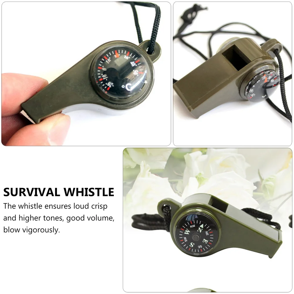 3 Stück Überlebenspfeifen mit Kompass-Thermometer, praktisch für Outdoor-Wandern, Notfallgebrauch, Überlebenspfeife, Kompasspfeife