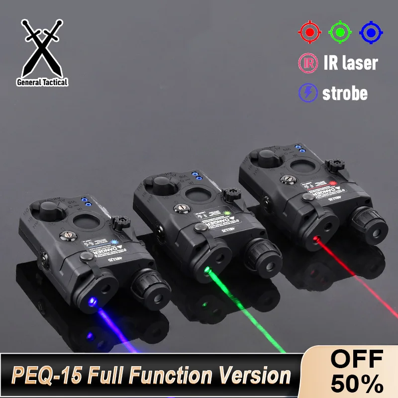 

Tactical PEQ-15 LA-5B Red Dot Green Blue Indicator Sight IR Strobe LED Flashlight Airsoft Scout Fit 20mm Rail Airsoft Laser