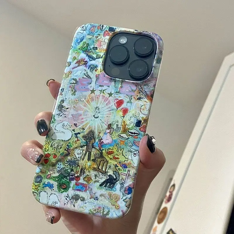 Europe and America Oil Painting Phone Case for iPhone 16 15 14 13 12 11 Pro Max XS XR XSMax 6 7 8 Plus Glossy HD Hard PC Cover