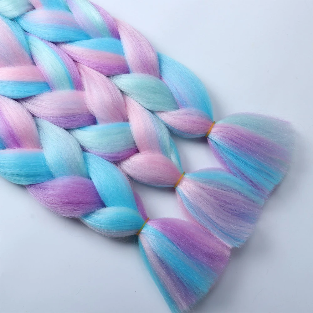 24 pollici arcobaleno Mix colore Jumbo trecce estensione dei capelli Crochet intrecciatura sintetica fai da te Cosplay halloween party Girl women parrucca capelli