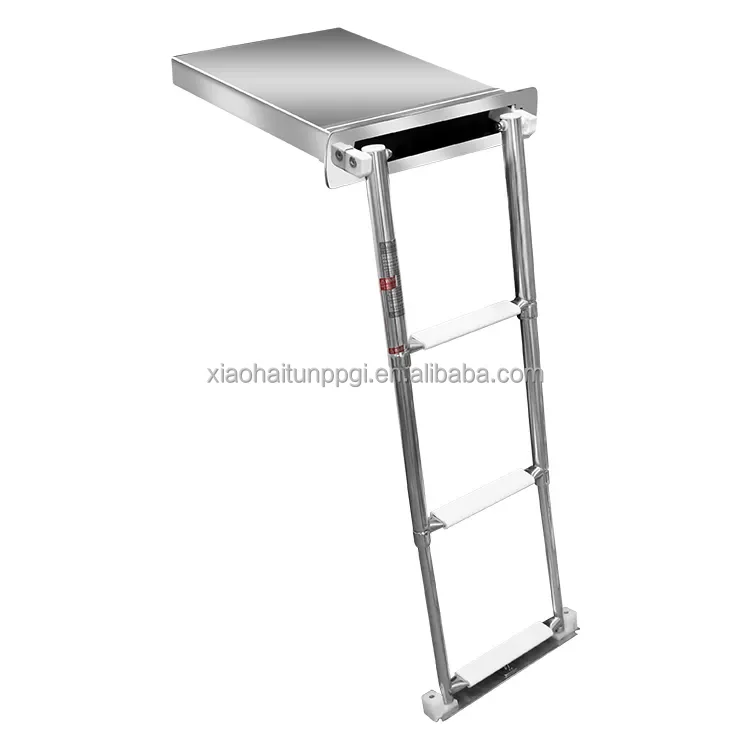 Stainless Steel 3-Step Concealed Box Telescopic Sport Swim Ladder for Boat Yacht view 6