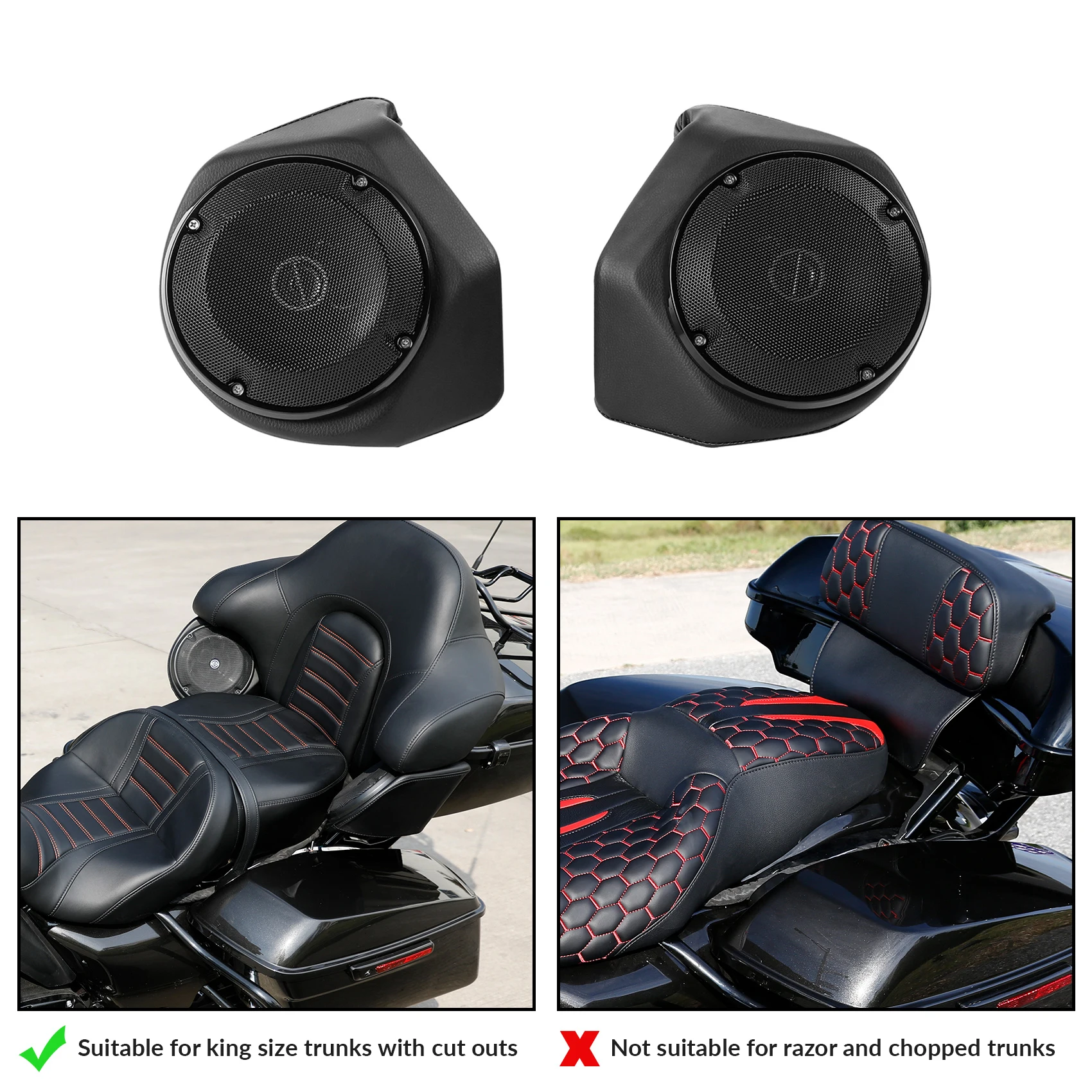 Głośniki tylne King Trunk 6-1/2\" do motocykli Harley Touring Street Glide Road King 2014-2023 2018 2019