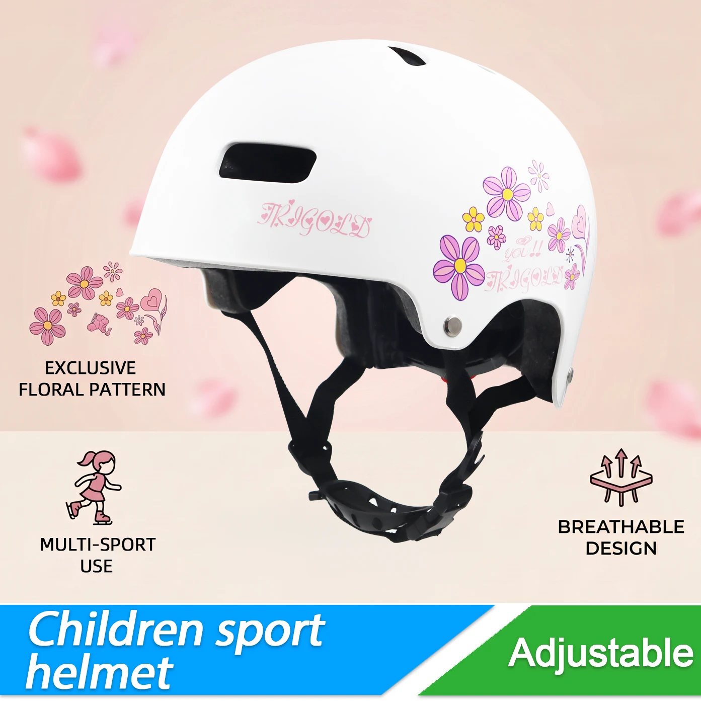 

Cute Flower Skate Helmet, Multi-Use for Skateboarding, Roller Skating Climbing Water Activities - Breathable Protective Headgear