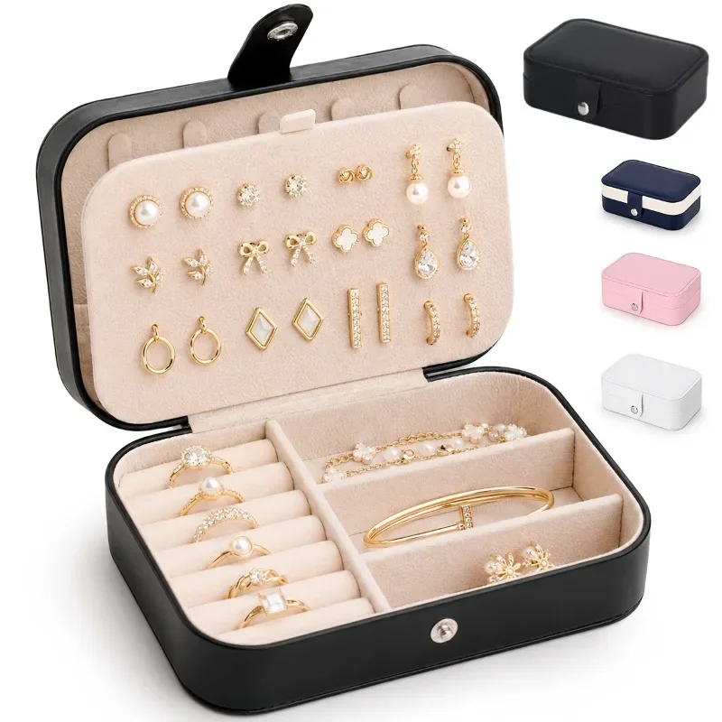 1 PCS Large Capacity Double-Layer Jewelry Storage Box with Button Lock, Jewelry Earrings, Necklaces, Bracelets, Pendants Box
