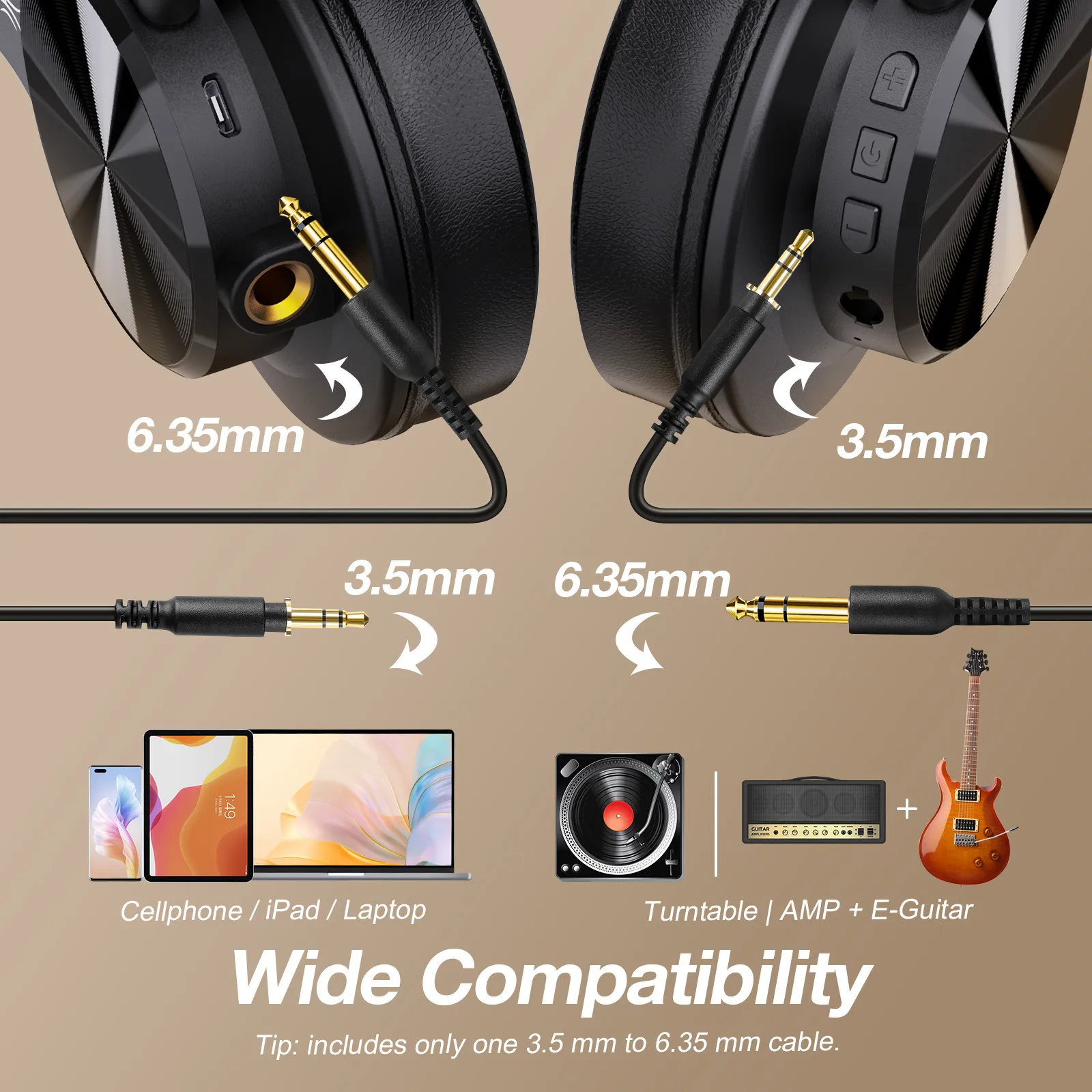 Oneodio A70 Wireless Bluetooth Headphones Over Ear72 Hours Playtime Hi-Res Audio Bluetooth Wireless Headset With Microphone