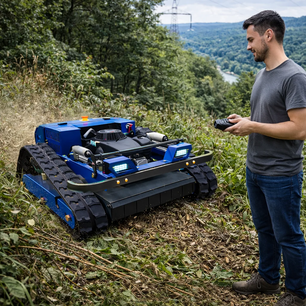 

Customized Rubber Crawler Remote Control Lawn Mower - High Quality New Upgrade High Power Self-propelled Factory Direct