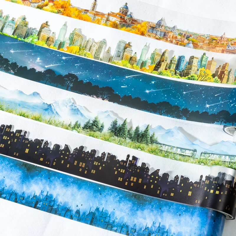 

PET Tape Embark On An Endless Journey Series DIY Scenery Travel Theme Landscape Account Creative Collage Material DIY Decoration