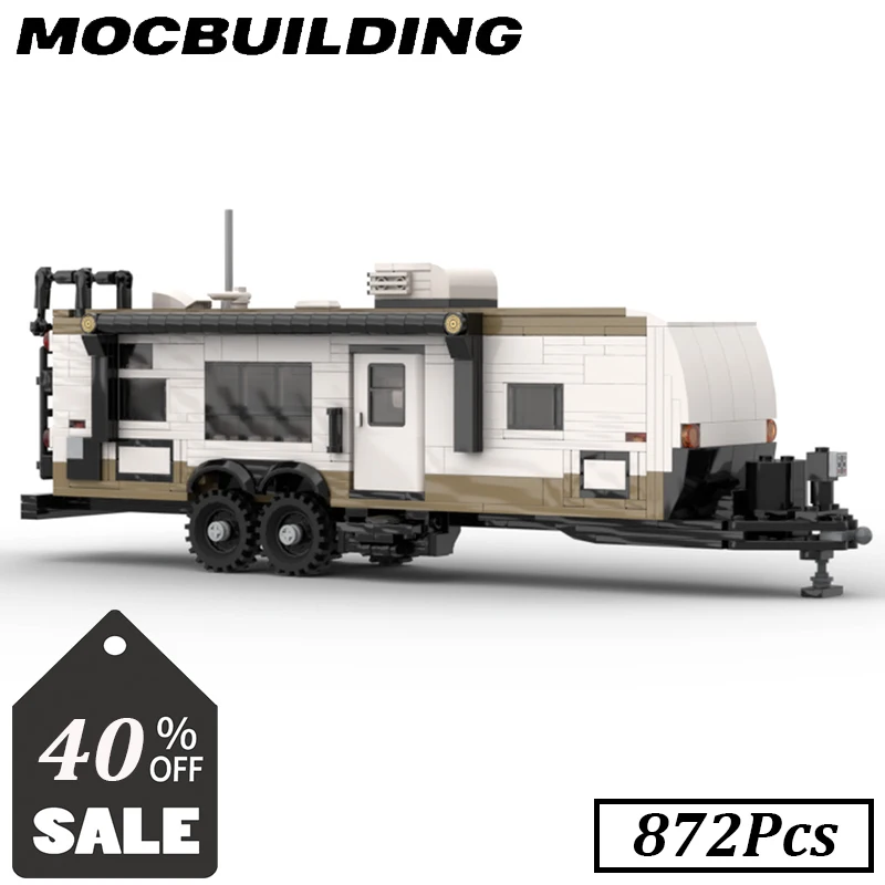 Car Trailer City Vehicle Camper Speed Champion Building Blocks Technique Car Moc Collection Model Display Assembled Toy for Boys