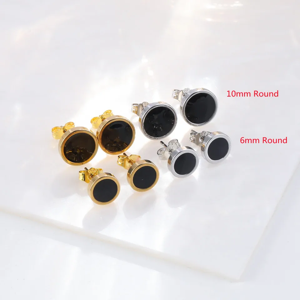 Buyee 925 Sterling Silver Round Stud Earring Light Black Stone Earring for Woman Man Classic Fashion Punk Fine Jewelry Earring