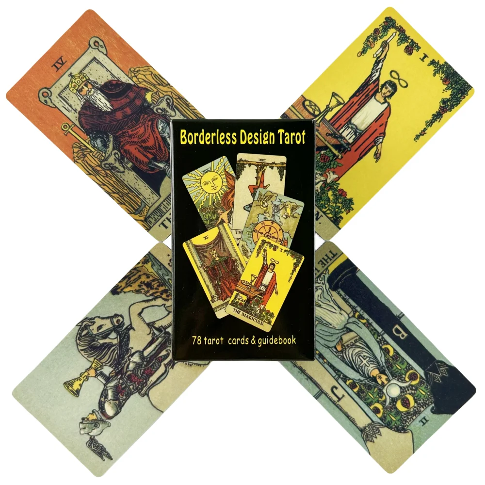 

Карточки Таро для начинающих, безрамочный дизайн, 78 палуб с бумажным руководством, издание для гадания, настольные игры
