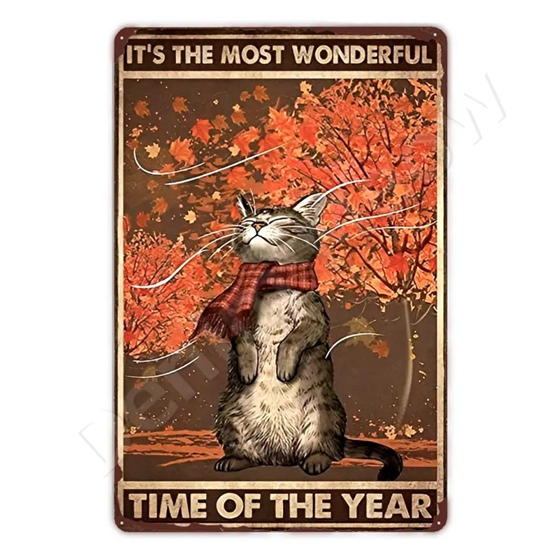 Targa In Metallo Vintage Con Gatti Neri E Libri | Decorazione Da Parete In Stile Retrò 20x30 Cm | Insegna In Alluminio Per Cucina, Bar, Caffè, Ufficio | Regalo Originale Per Amanti Dei Gatti - 4