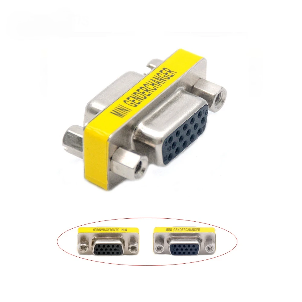 15 Pin VGA SVGA Gender Changer Adaptor Connector Female to Female Coupler Converter Monitor F/F DB15 Connector