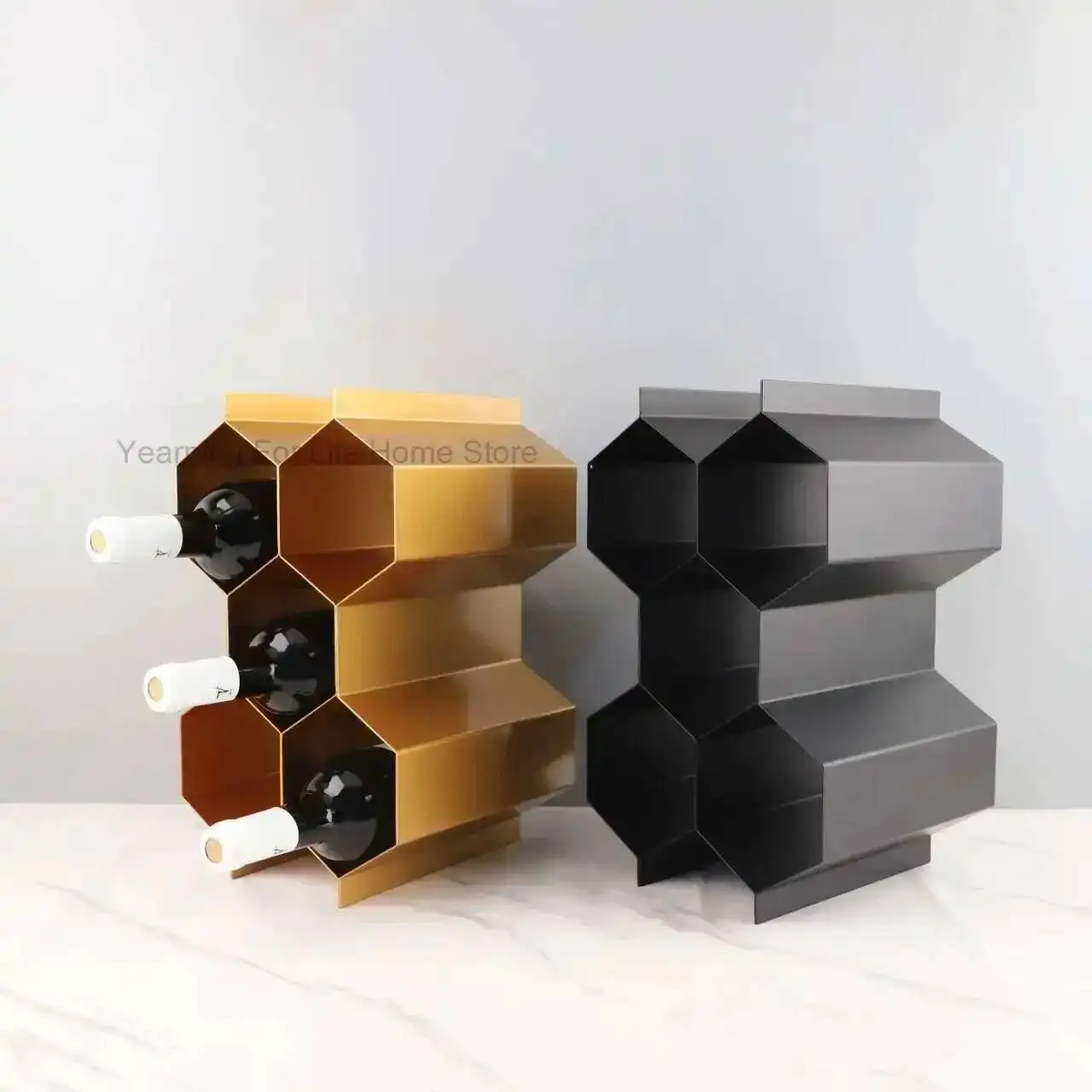 

Modern Simple Abstract Geometric Metal Wine Rack Home Restaurant Bar Table Decoration