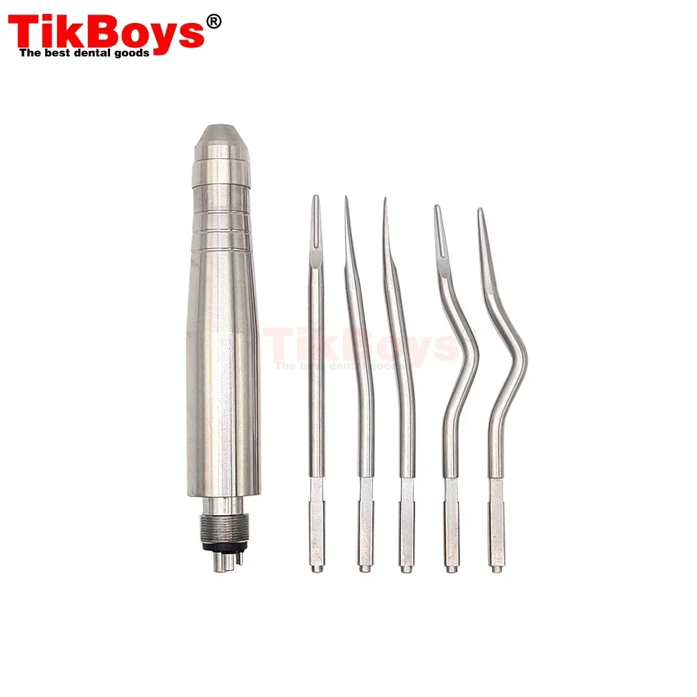 1Set Dental Tooth Extraction Turbine Pneumatic Elevator Set Tools with 5 Tips for Clinic Dentistry Instruments Tools Surgery