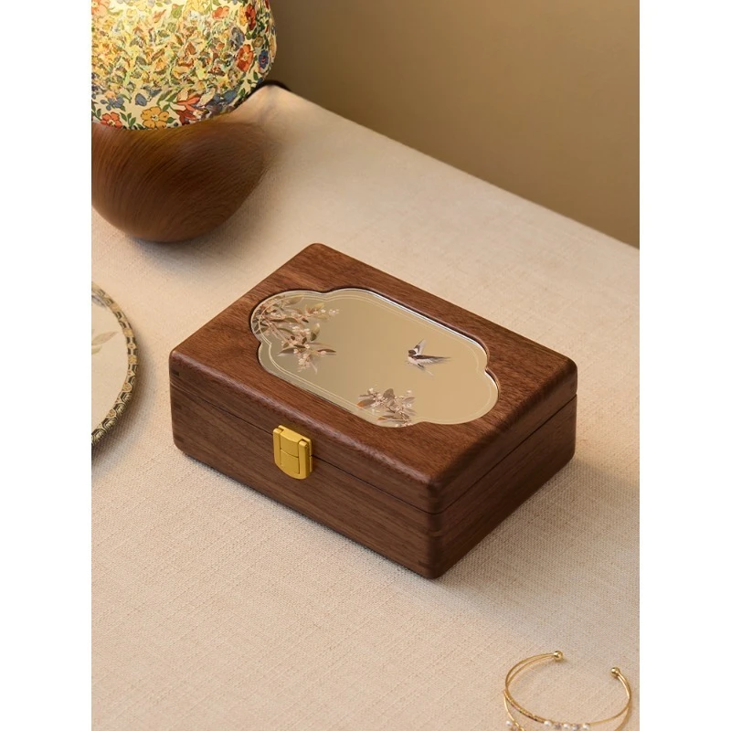 

Solid wood jewelry storage box New Chinese high-end gold jewelry box