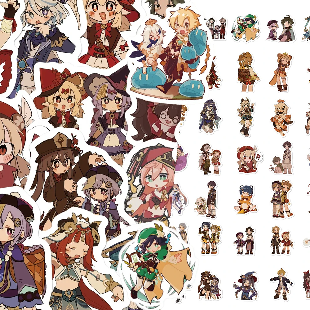 

10/30/60pcs Cute Genshin Impact Anime Game Stickers Decals DIY Scrapbook Laptop Phone Kawaii Cartoon Sticker Decoration Toy Gift